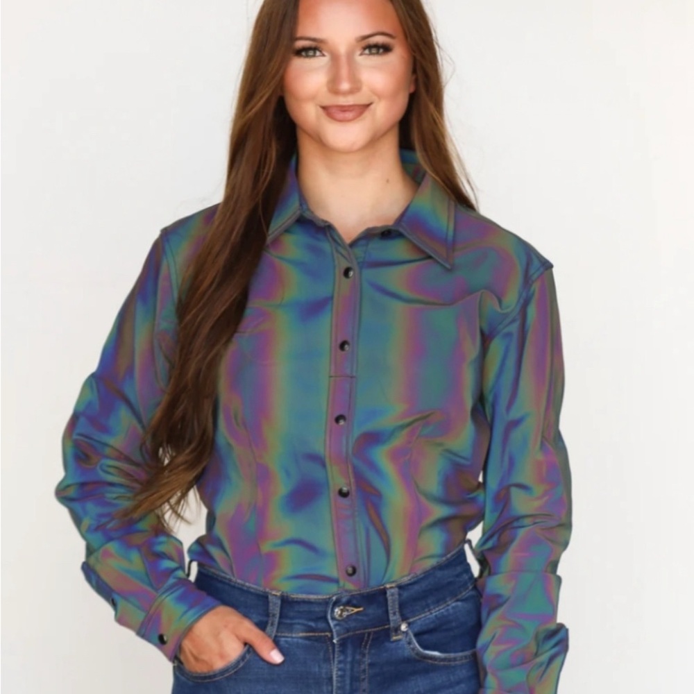 Ranch Dressn black Holographic rodeo shirt